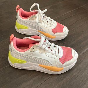 Puma X-Ray Game Sneakers Size 5.5, Pink/Orange/Yellow